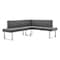 Armen Living Amanda Contemporary Nook Corner Dining Bench in Gray Faux Leather and Chrome Finish LCAMCOGRSF - alternate 1